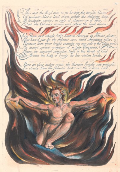 アメリカ。予言、プレート12、天使の声を泣かせた.... 作： William Blake